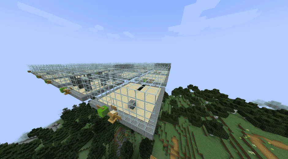The 33 glass experiment boxes seen from above